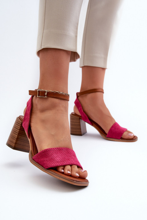 Sandalias de tacón alto para mujer. Z de gamuza ecológicau color rosa Ronvia