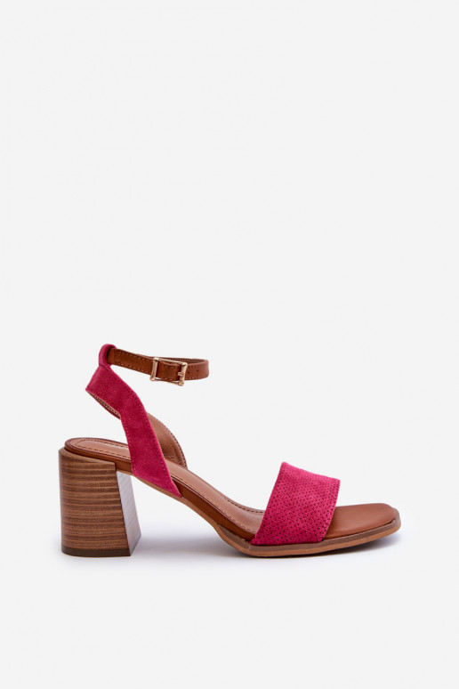 Sandalias de tacón alto para mujer. Z de gamuza ecológicau color rosa Ronvia