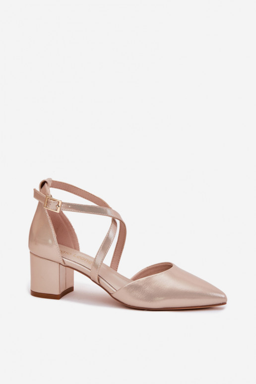 Zapatos con tacones de cuero ecológico Sergio Leone SK830 color dorado