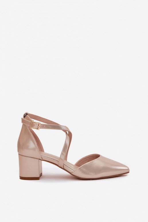 Zapatos con tacones de cuero ecológico Sergio Leone SK830 color dorado