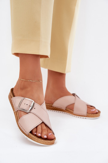 Zapatillas de cuero Femenino con hebillas Inblu VO0004GU color rosa