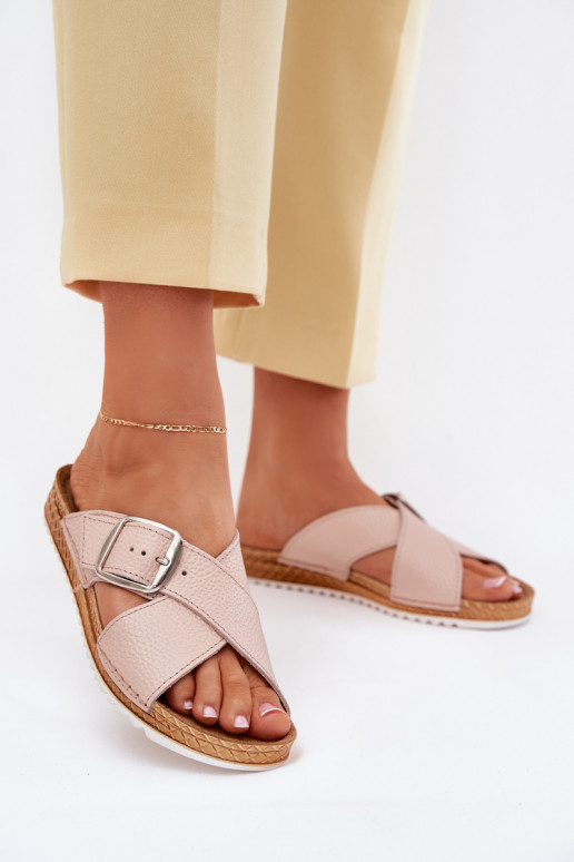 Zapatillas de cuero Femenino con hebillas Inblu VO0004GU color rosa