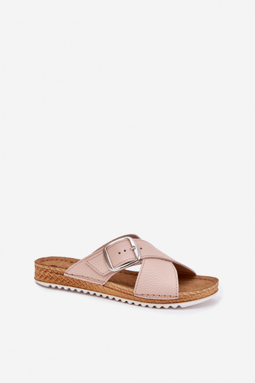 Zapatillas de cuero Femenino con hebillas Inblu VO0004GU color rosa