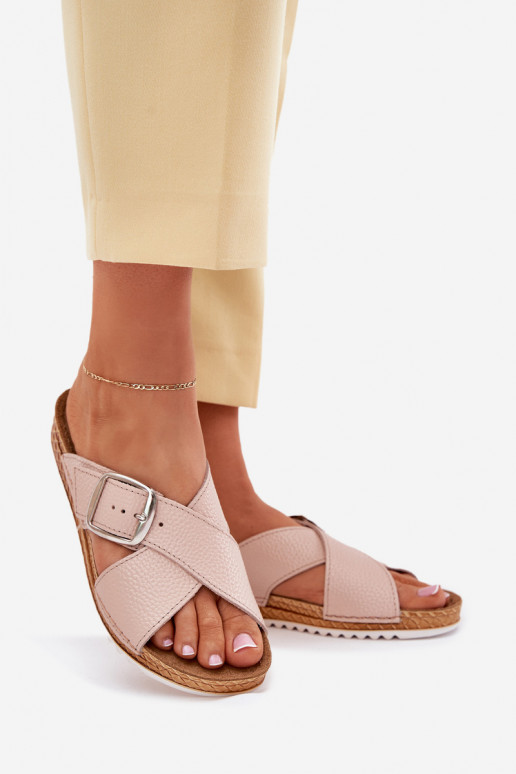 Zapatillas de cuero Femenino con hebillas Inblu VO0004GU color rosa