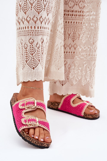 SzydełkoAe zapatillas de mujer Ze color doradomi con hebillasmi color rosa Fenira