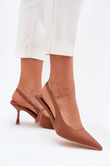 Sandalias de mujer con tacones finos color marrón Lunira