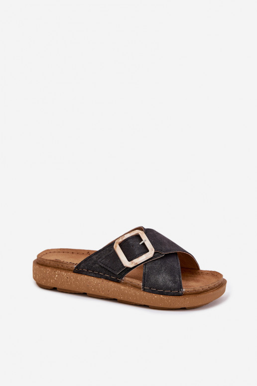 zapatillas de mujer con hebillas Inblu ED000025 de color negro zapatillas de mujer con hebillas Inblu ED000025 de color negro