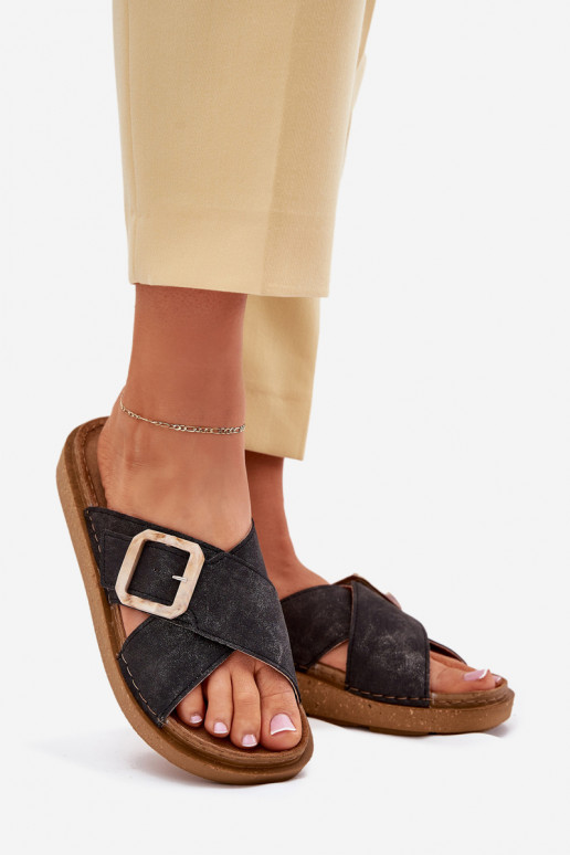 zapatillas de mujer con hebillas Inblu ED000025 de color negro zapatillas de mujer con hebillas Inblu ED000025 de color negro