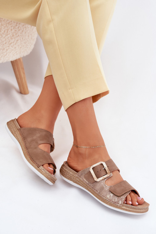 zapatillas de mujer con hebillas I con cierre adhesivoem INBLU MK000013 color marrón zapatillas de mujer con hebillas I con cierre adhesivoem INBLU MK000013 color marrón