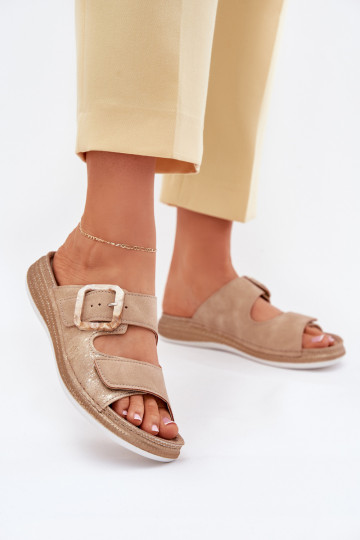 zapatillas de mujer con hebillas I con cierre adhesivoem INBLU MK000013 beige 2