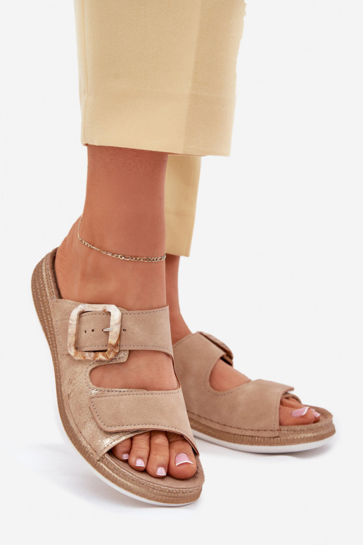 zapatillas de mujer con hebillas I con cierre adhesivoem INBLU MK000013 beige zapatillas de mujer con hebillas I con cierre adhesivoem INBLU MK000013 beige