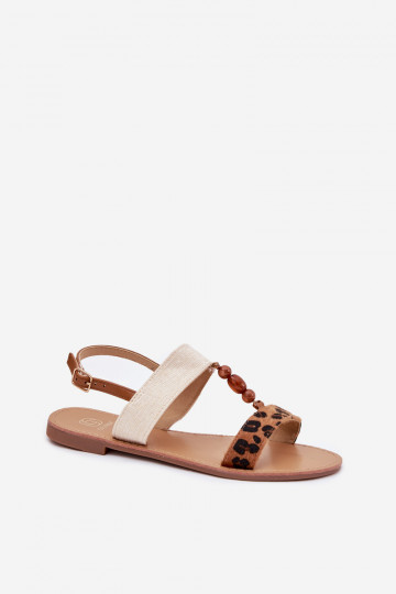 Sandalias planas para mujer. Con cuentas con estampados de piel de leopardo color marrón Virona 2