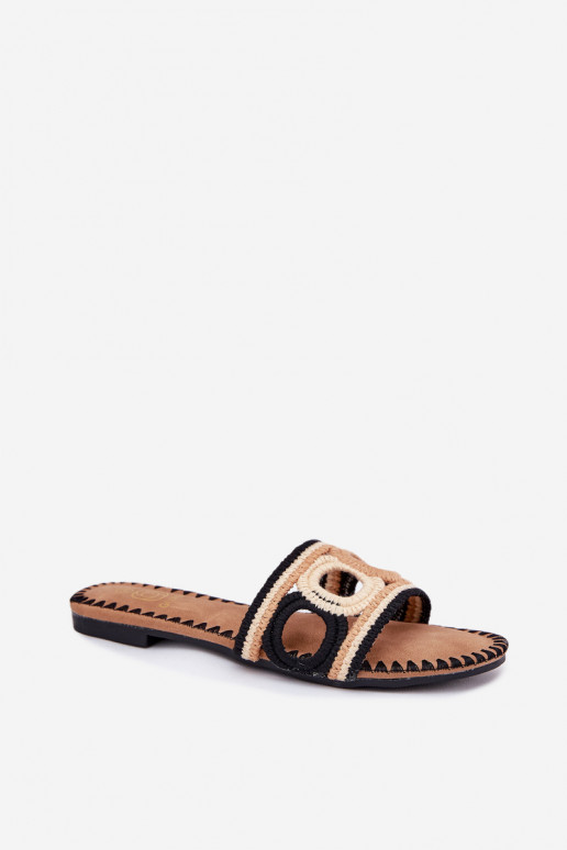 SzydełkoAe zapatillas de mujer con tacones anchos de color negro Nirina