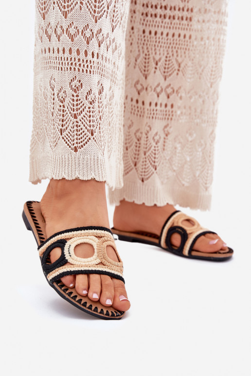 SzydełkoAe zapatillas de mujer con tacones anchos de color negro Nirina