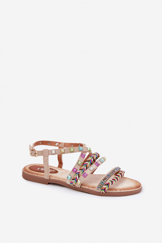Sandalias de mujer Con decoración I Plecionymi Paskami beige Delyra