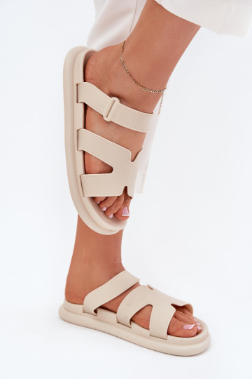 Chanclas de mujer de goma con tiras color arena Tavirae