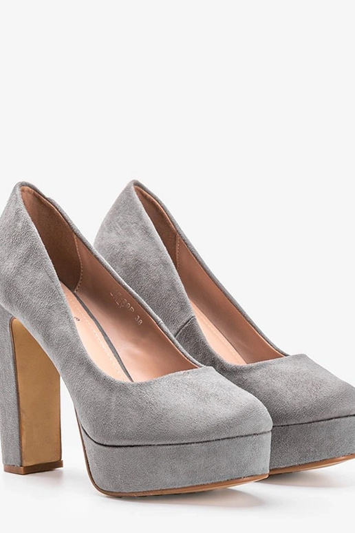 Tacones grises altos con plataforma,...