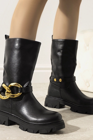 Botines negros aislantes con cadena Harrison