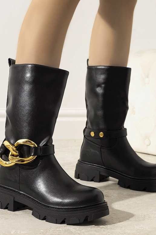Botines negros aislantes con cadena...