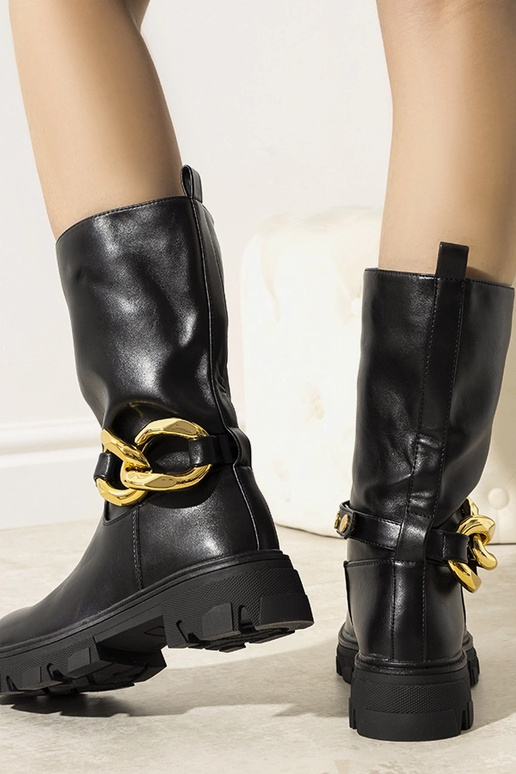 Botines negros aislantes con cadena...