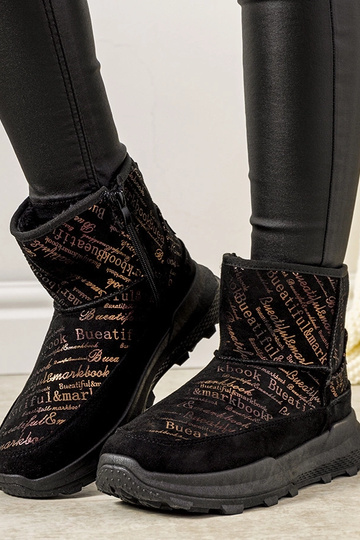 Botas de nieve negras y doradas para mujer de Crescent