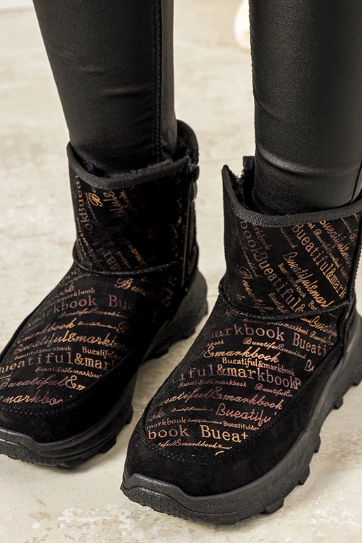 Botas de nieve negras y doradas para...