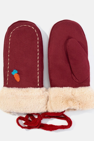 Guantes infantiles de color burdeos y zanahoria
