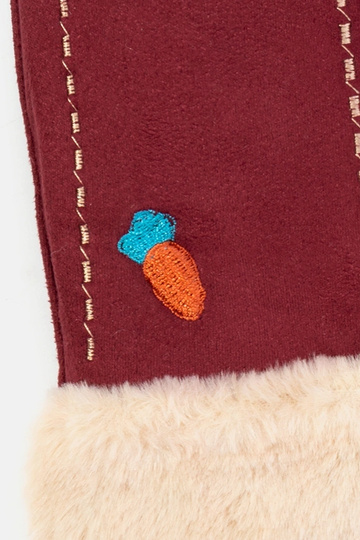 Guantes infantiles de color burdeos y zanahoria 2