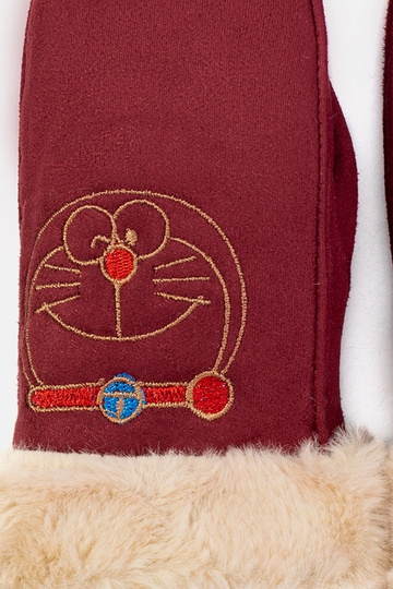 Guantes para niños con gatito color burdeos 2