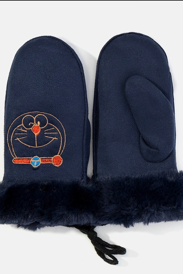 Guantes infantiles de gatito azul marino