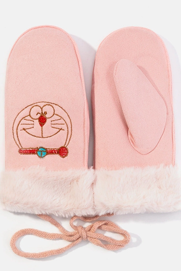 Guantes infantiles de color rosa gatito