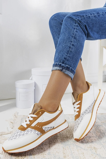 Zapatillas blancas y marrones de mujer Chiara 2