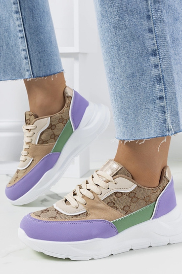 Zapatillas Elyne de mujer en color beige y morado