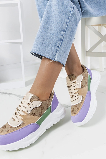 Zapatillas Elyne de mujer en color beige y morado 2