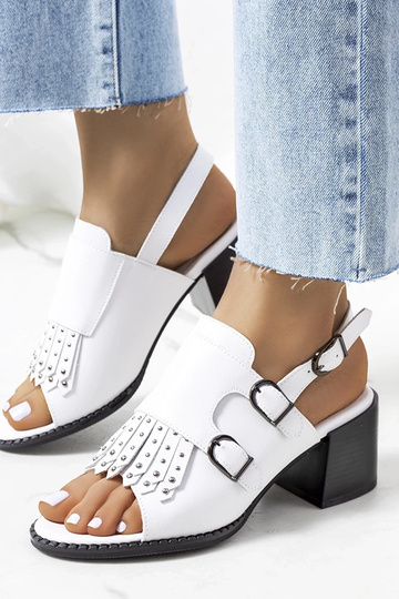 Sandalias de piel blanca con parte superior Zand