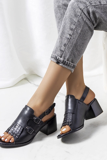 Sandalias de piel negras con parte superior Zand 2