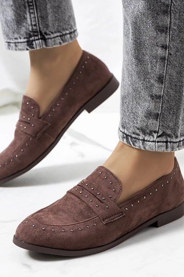 Mocasines de piel marrón con tachuelas Ishana 2