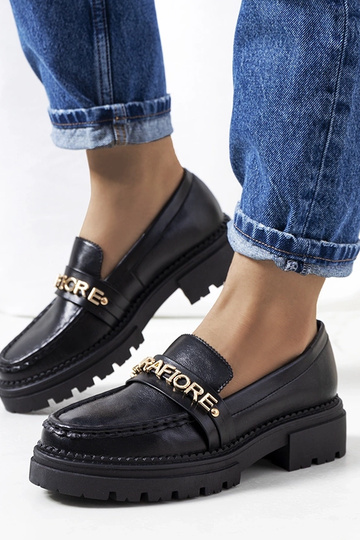 Mocasines negros con plataforma alta, "Louelle"