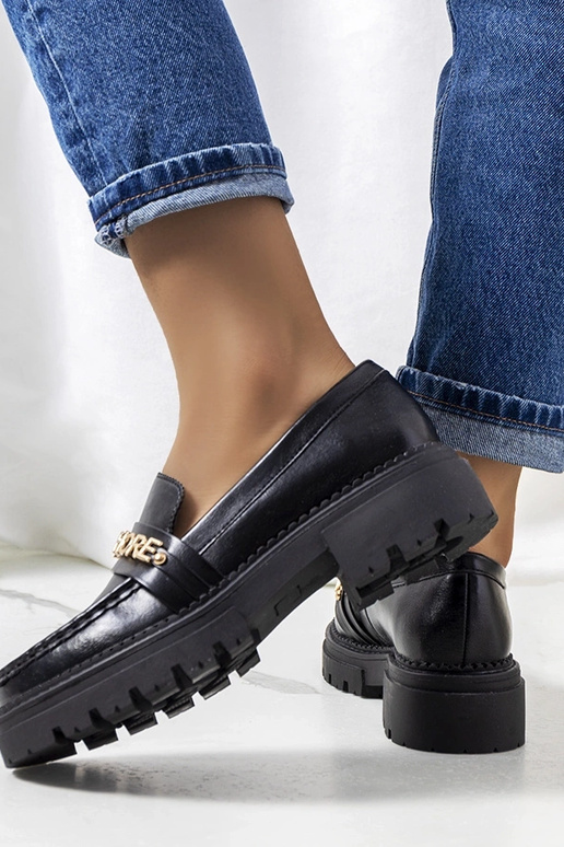 Mocasines negros con plataforma alta,... Mocasines negros con plataforma alta,...