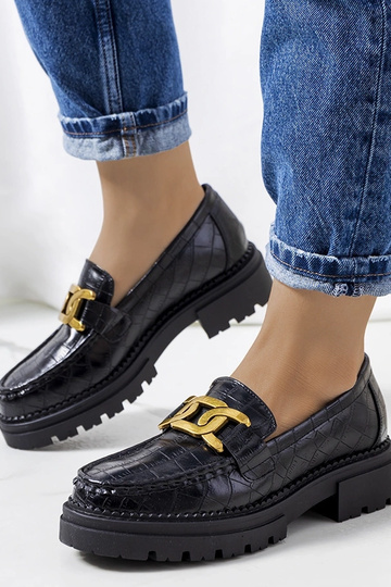 Mocasines negros con plataforma alta, "Zanen"
