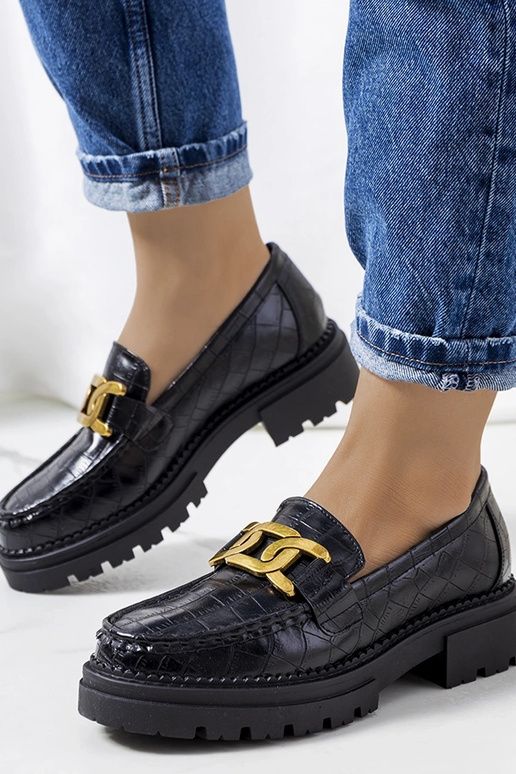 Mocasines negros con plataforma alta,...