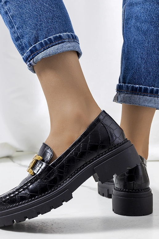 Mocasines negros con plataforma alta,...