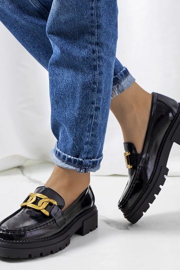 Mocasines negros con plataforma alta, "Dorland"