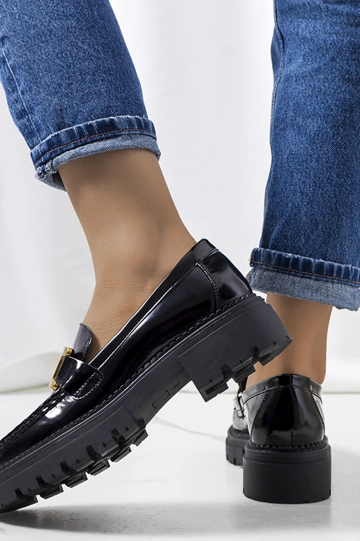 Mocasines negros con plataforma alta,...