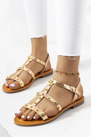 Sandalias metálicas rosas,...