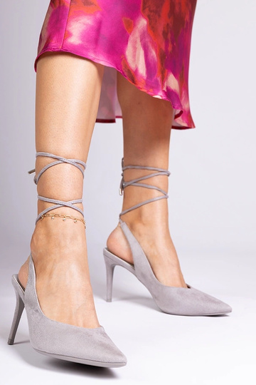 Zapatos de salón con punta abierta de color gris Hakola 2