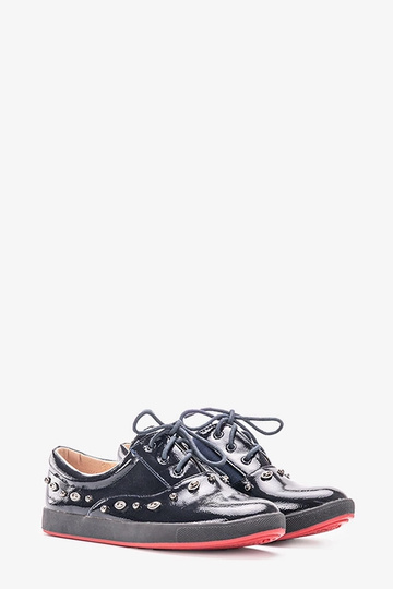 Zapatillas deportivas para niños Mikaela de piel de charol azul marino 2