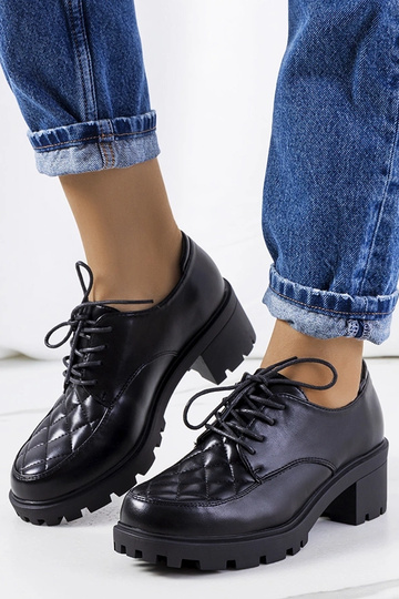 Botines negros con tacón grueso, "Landra"