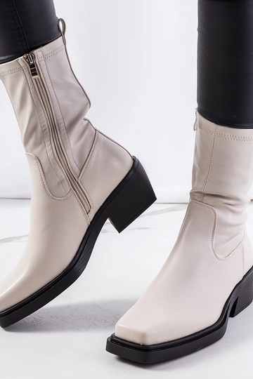 Botines de tacón alto beige... 2