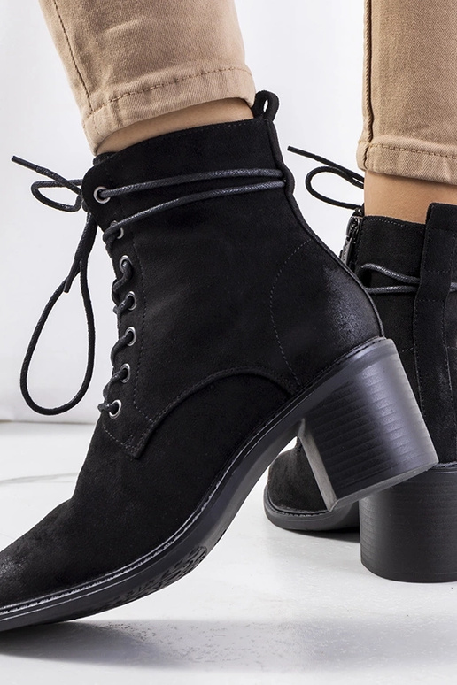 Botines con cordones de ante negro de...